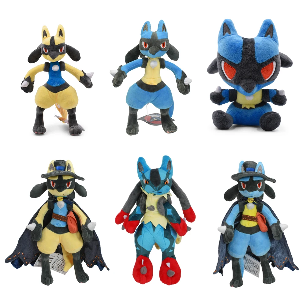 Peluche Mega Riolu Lucario, jouet en peluche évolué, poupée en peluche douce pour les fans des jeux d'anime Riolu, cadeau parfait pour Halloween et Noël