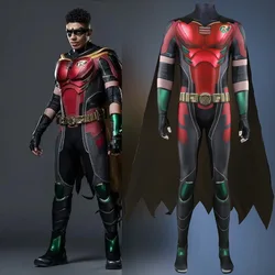 Superhero Robin Costume Cosplay Man Wonder Spandex Zentai Suits BatMen Bodysuit Halloween Costume Superhero Costume for Adult
