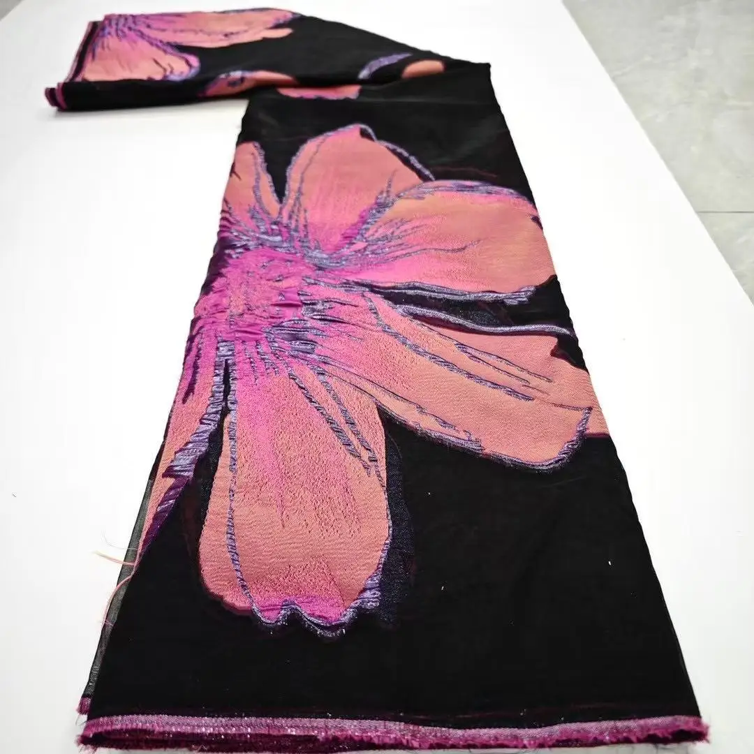 5 야드 나이지리아 고품질 2025 브로케이드 직물 아프리카 레이스 Tulle Brocade Jacquard for 웨딩 파티 드레스 패브릭