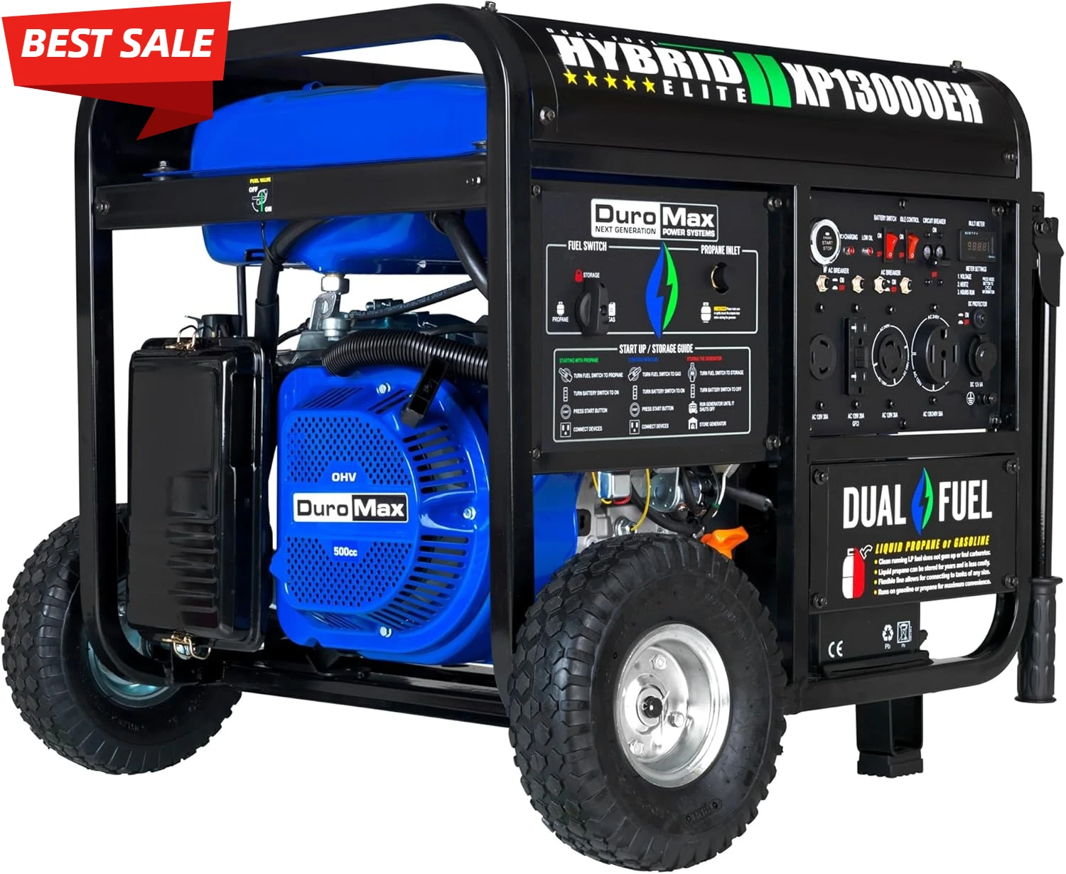 

High-quality13,000-Watt Dual Fuel Portable Generator - Gas & Propane, Electric Start, Whole Home Backup Power, Transfer Switch
