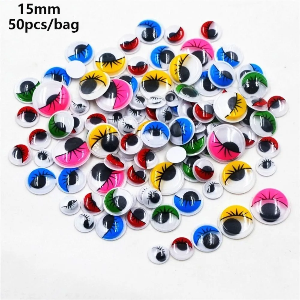 50/100pcs/bag 3D Dolls Activity Eyes Plastic Handmade Colorful Activity Eyeballs With Adhesive Backed with Eyelashes