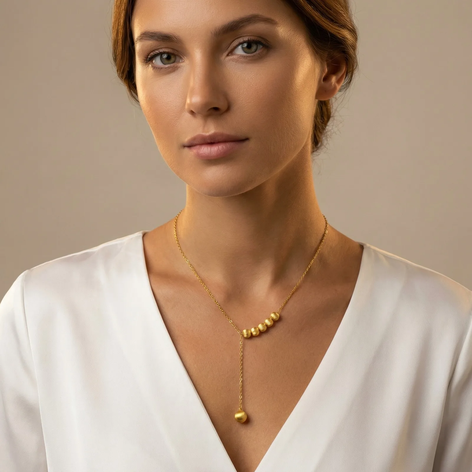 Classic Ball Pendant Necklace, Y-Shaped Long Thin Chain, Simple Metal Necklace for Women, Sweater Chain Jewelry Gift - Image 2