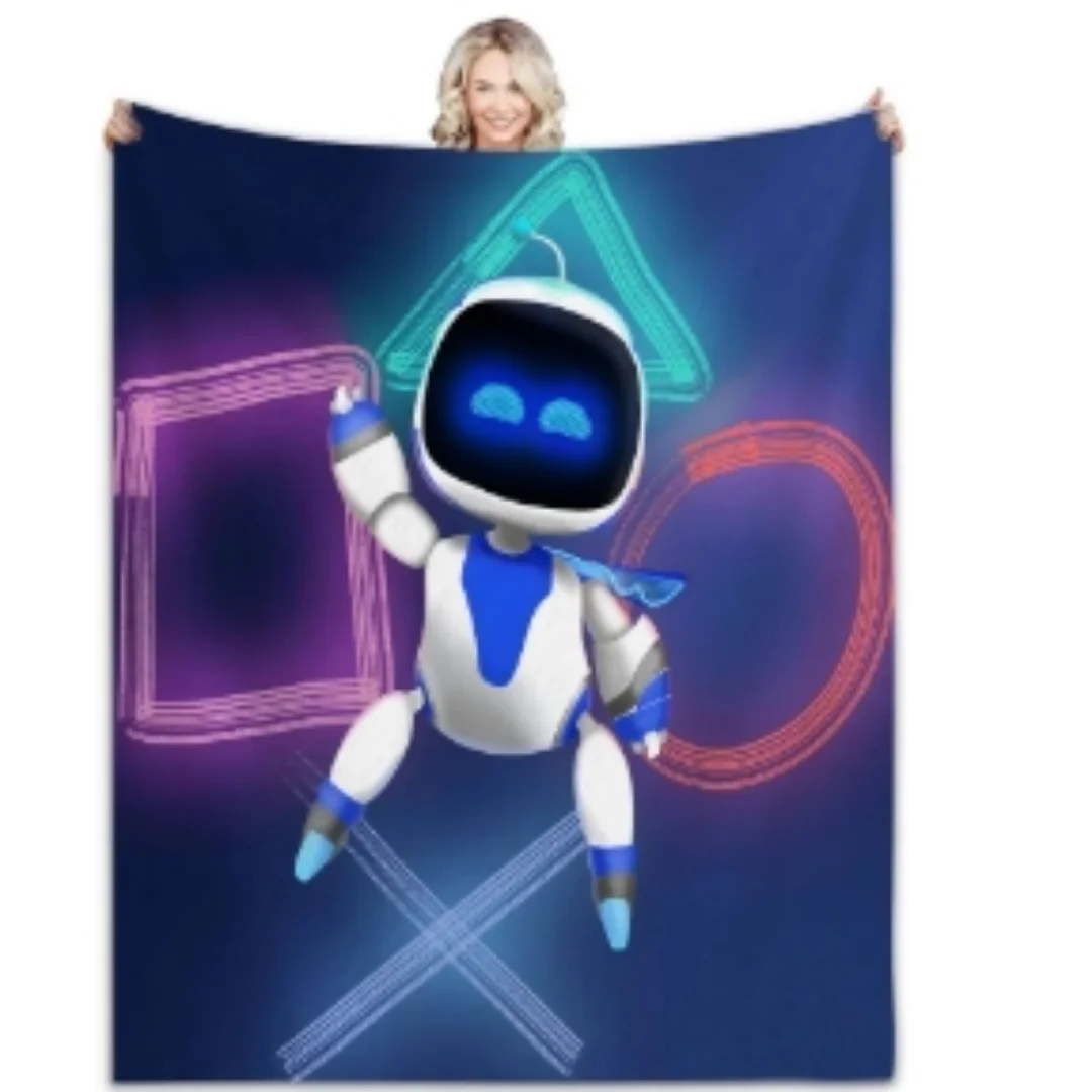 3D Astrobot Flannel Throw Blanket Thermal Warm for Bed Sofa Travel Office Car Camp - Winter Home Decor Personalized Gift