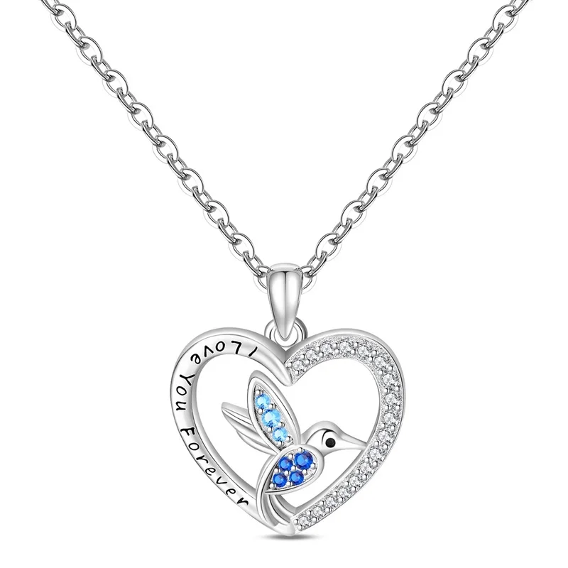 2026 Popular 925 Sterling Silver Simple Heart Hummingbird Necklace High Quality For Women Girls Fine Birthday Jewelry Gifts