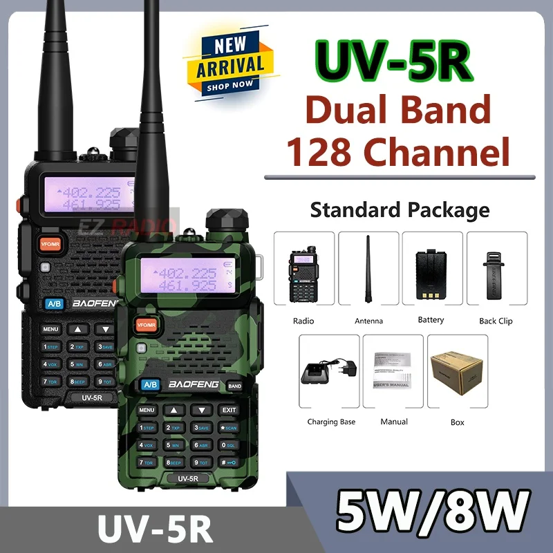 BAOFENG UV-5R Dual Band VHF/UHF 136-174MHz & 400-520MHz FM Portable Two Way Radio Handheld Long Range Walkie talkie UV5R BF-UV5R