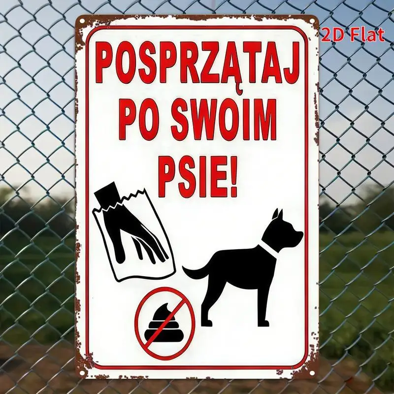 2D Flat - 20 X 30 Cm/8 X 12 Inches 2D Flat 2D Flat, 1pc, Metal Sign, Clean Up After Your Dog Warning Painting, Home, Garden, Far