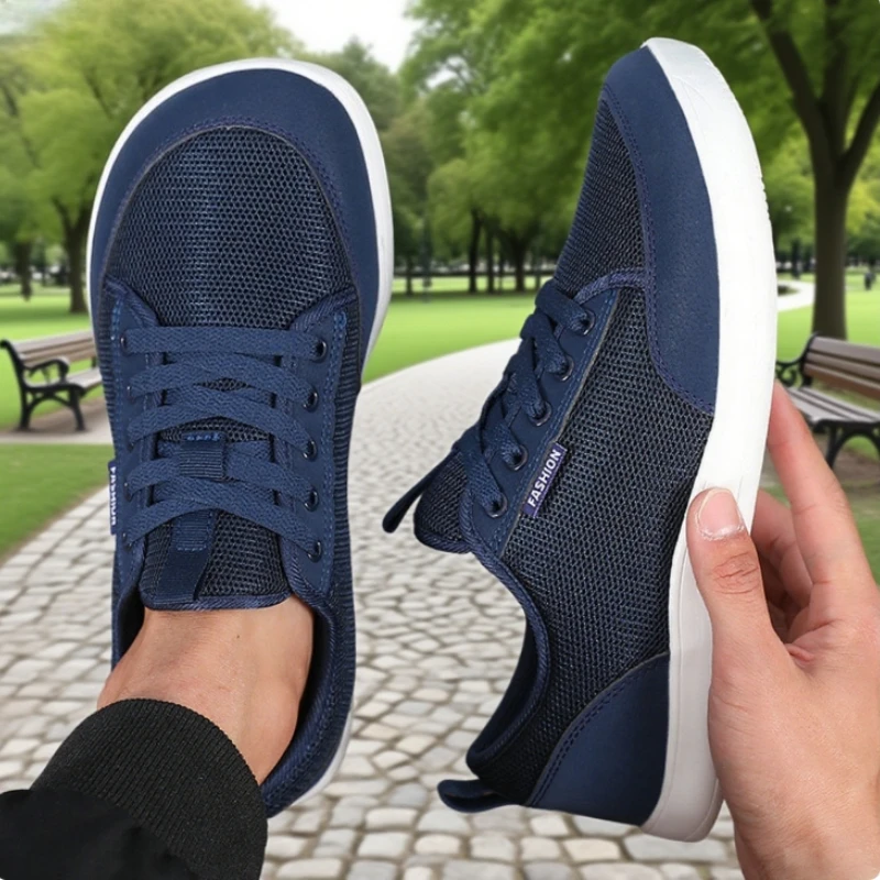 

New Minimalist Men's Shoes Wide Last Fashionable Comfortable Breathable Mesh Flat Shoes Classic Hiking Soft Soled Travel Shoes