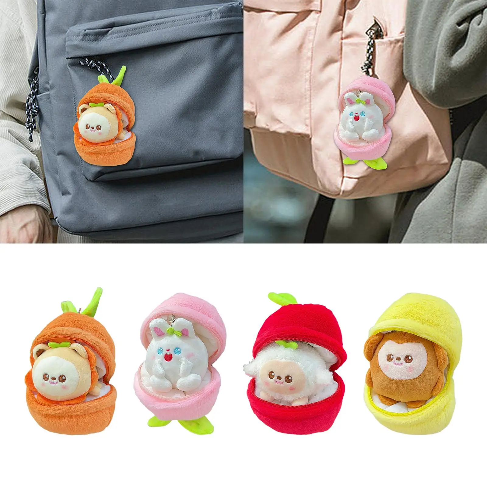 Fruit Keychain Soft Stuffed Doll Women Fruit Doll Plush Toy for Car Tote Backpac