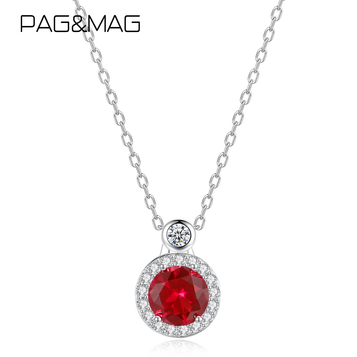 

PAG&MAG Minimalism S925 Red Pendant Necklace Round Shape Classic Stunning Chains for Women Daily Party Dress Decorated Jewelry