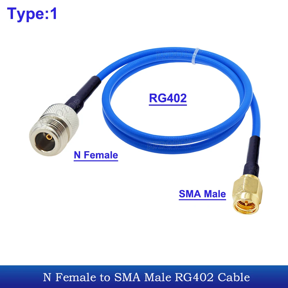 RG-402 N Female to SMA Female Connector N to SMA Blue Semi-Felxible RG402 RF Coaxial Cable High Frequency Test Cable 50 Ohm