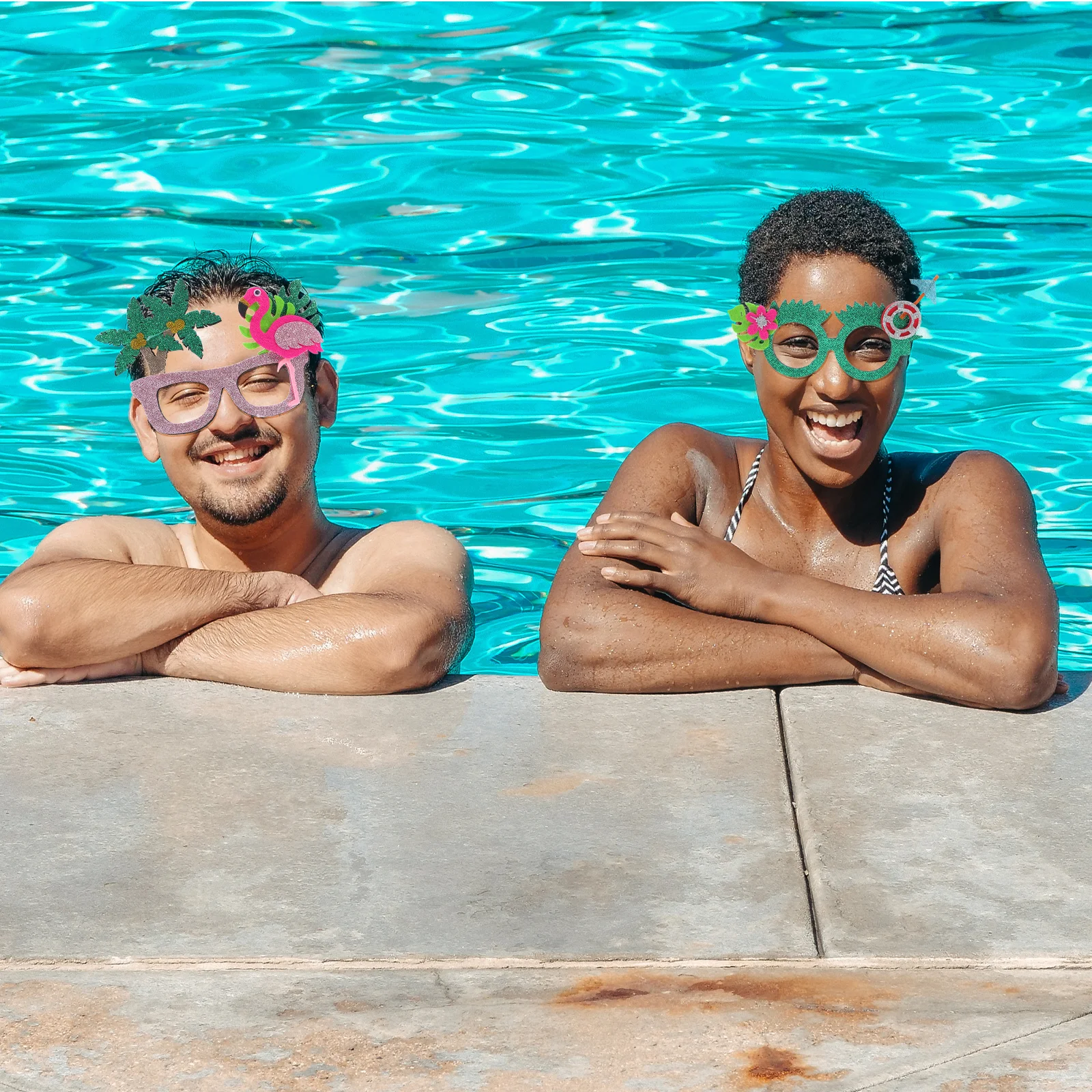 

4Pcs Novelty Party Sunglasses Palm Leaf Eyeglasses for Hawaiian Luau Beach Events Great for Group Photos and