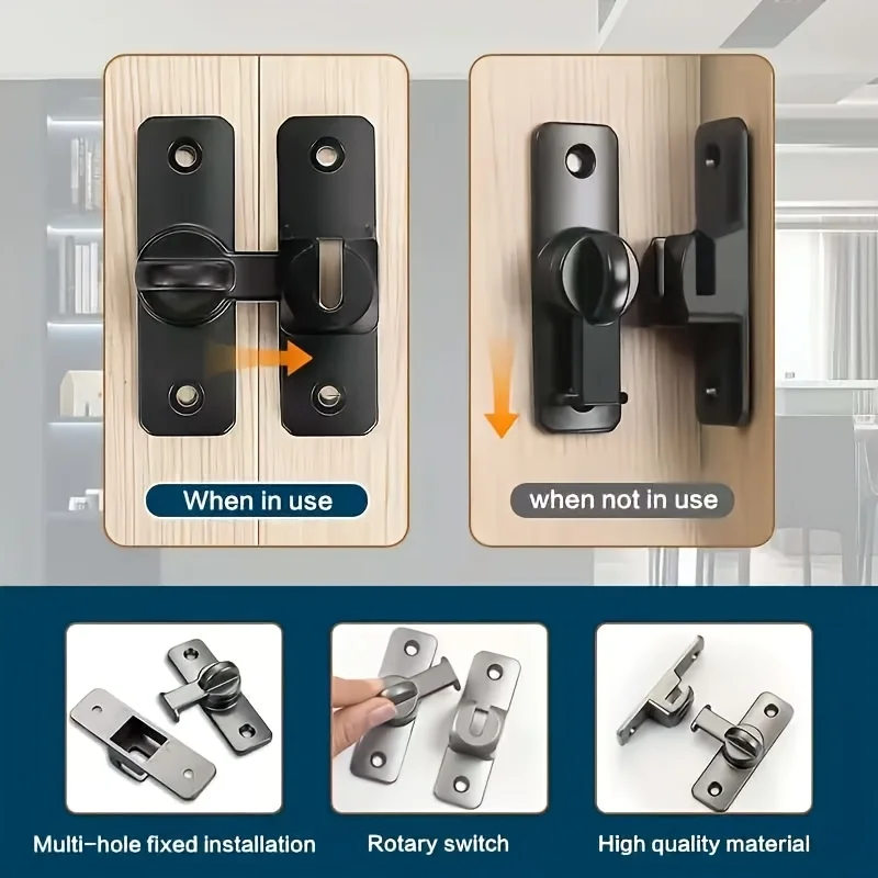 أقفال أبواب الحظيرة شديدة التحمل، مزلاج الباب المنزلق، مشبك مضاد للسرقة، مسمار الباب، أجهزة بوابة الوجه 90/180 درجة، مزالج أمان الطفل