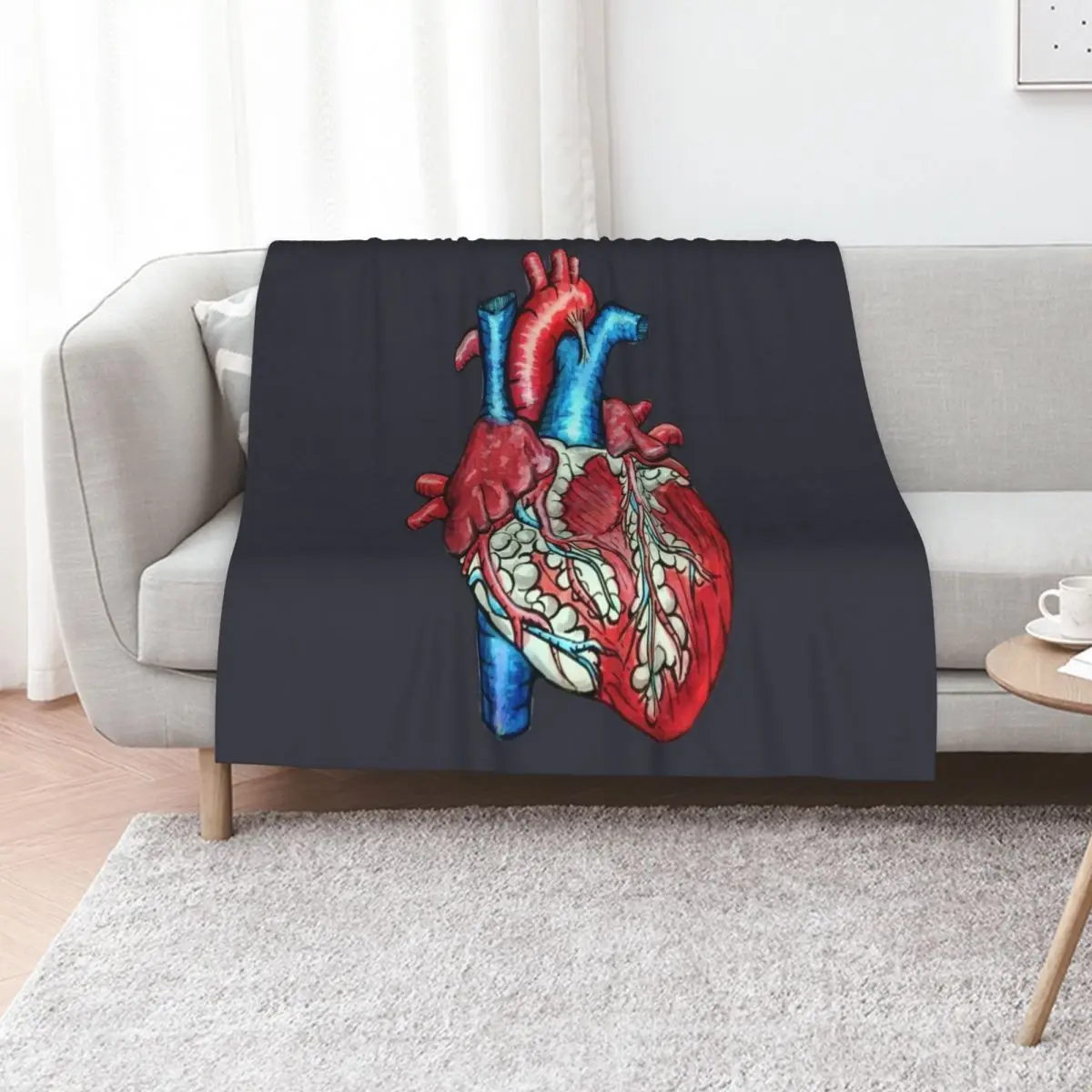 Anatomical human heart Throw Blanket Outdoor Soft Blanket for Picnic Beach Camping