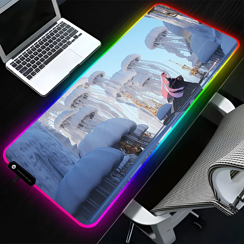 

RGB LED Mouse Pad G-genshin Impact Kokomi Non Slip Gaming Mats PC Accessories Desk Mat Rubber Mousepad Extended Pad Keyboard Pad