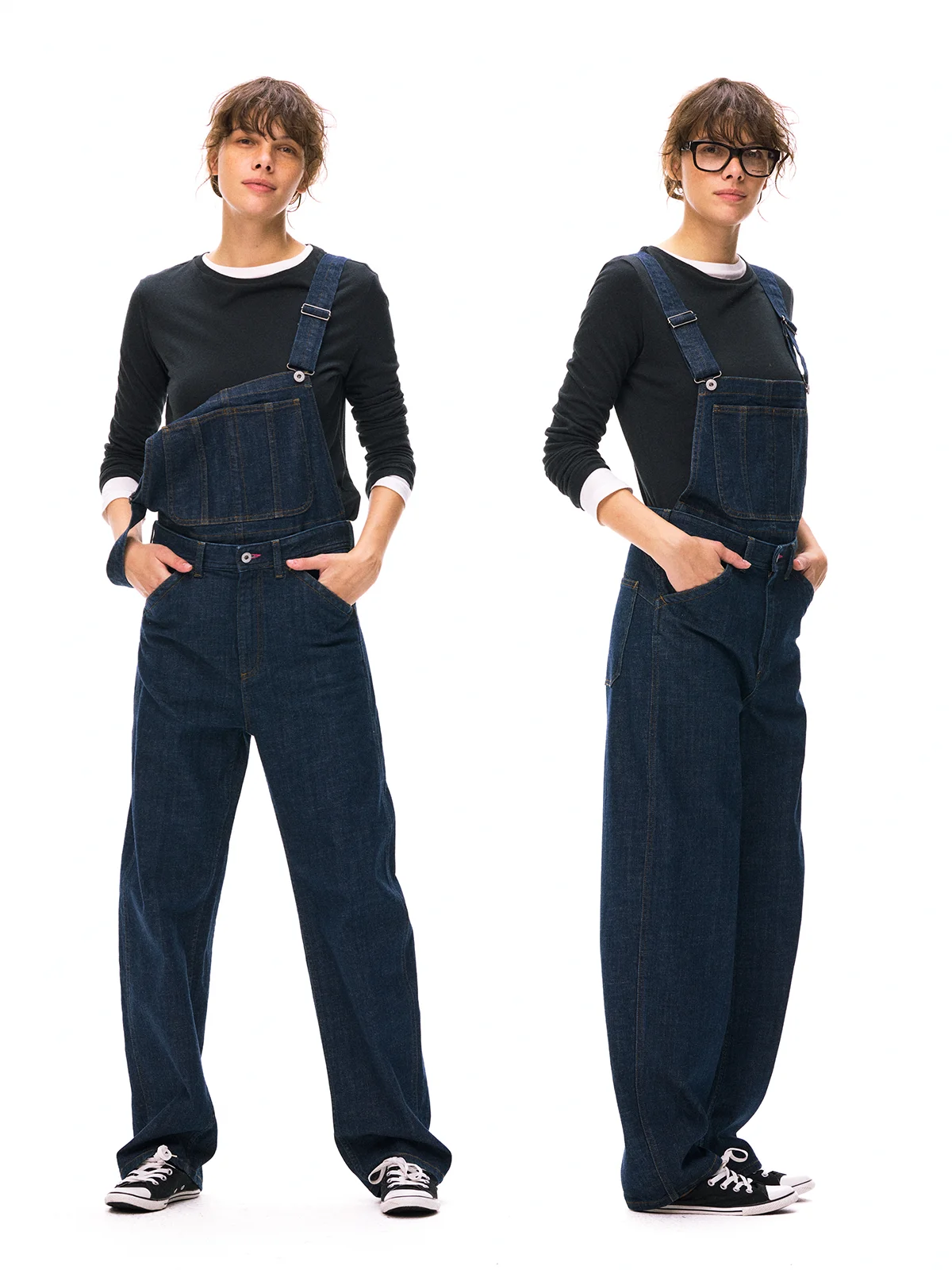 

Свободные l талии с низкой эластичной резинкой O pe, съемные джинсовые комбинезоны, двухцветные женские повседневные хлопковые джинсовые брюки, осенний сезон