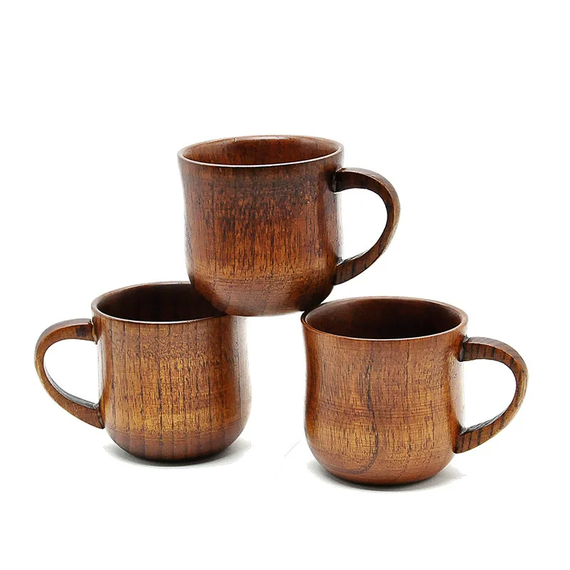 

130ml Wooden Solid Wood Cup with Handle Sour Jujube Solid Wood Water Tea Cup Trumpet Cup For Kitchen Living Room