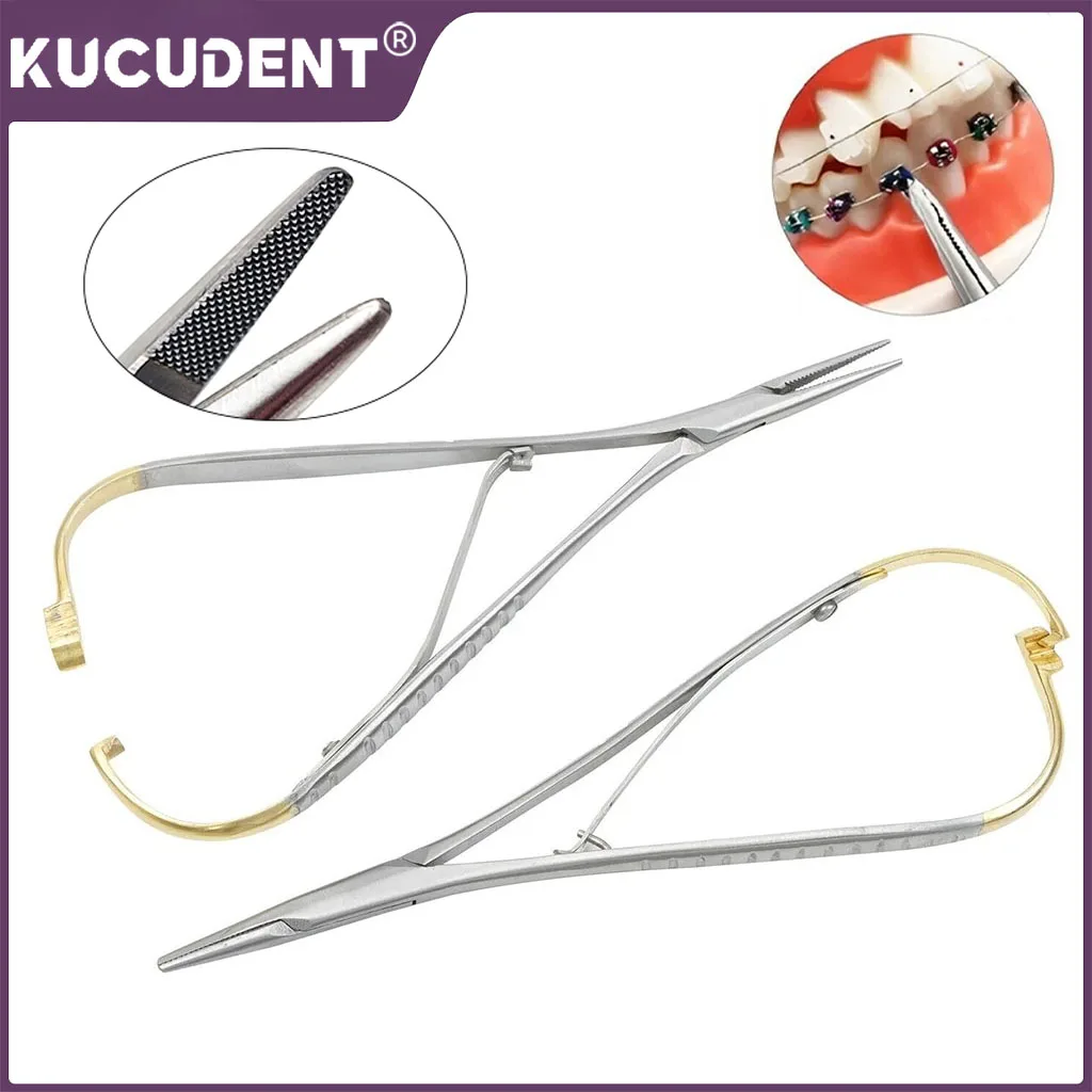 

1Pc Stainless Steel Dental Needle Holder Pliers Holder Tweezes Orthodontic Mathieu Forceps Handle TC Dentist Surgical Instrument