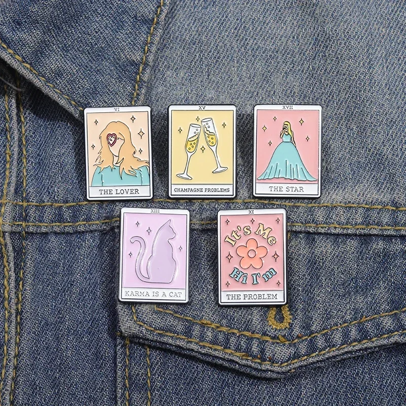 Pop Female Music Singer Enamel Pins Tarot Cards The Lover Cartoon Brooches Metal Lapel Badge Accessories for Friends Wholesale