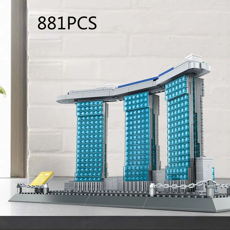 

Creative Construction Singapore Hotel Modern Famous Architecture Marina Bay Sands Block Model Building Bricks Toys For Gift