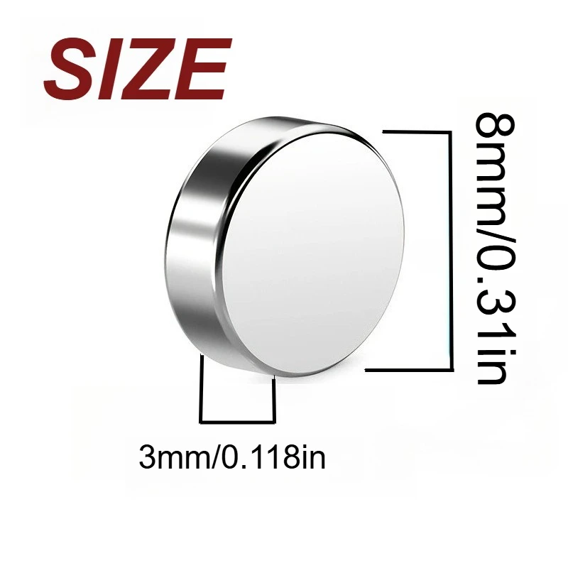 8x3mm Upgraded Round Mini Magnet, Suitable for Bag Buckles, Bathroom Accessories, Homes, Whiteboard Fixing, Curtain Fixing