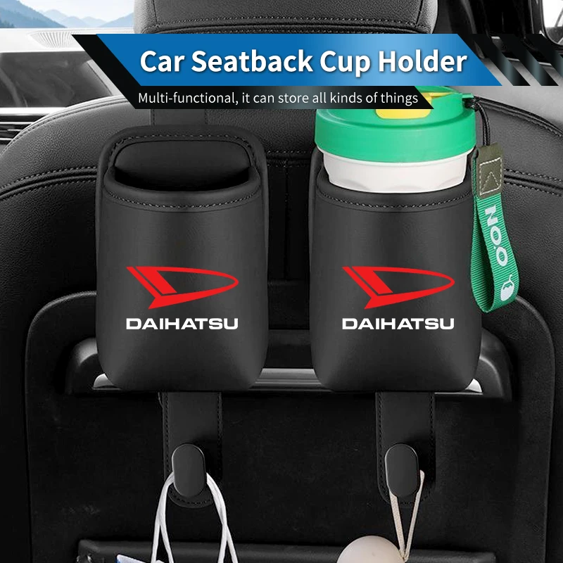 Soporte para vasos con gancho para respaldo de silla de cuero para DAIHATSU Sirion Feroza Trevis Taft Terios 2 Cuore Storia Rocky Harga Ayla Sigra Hijet