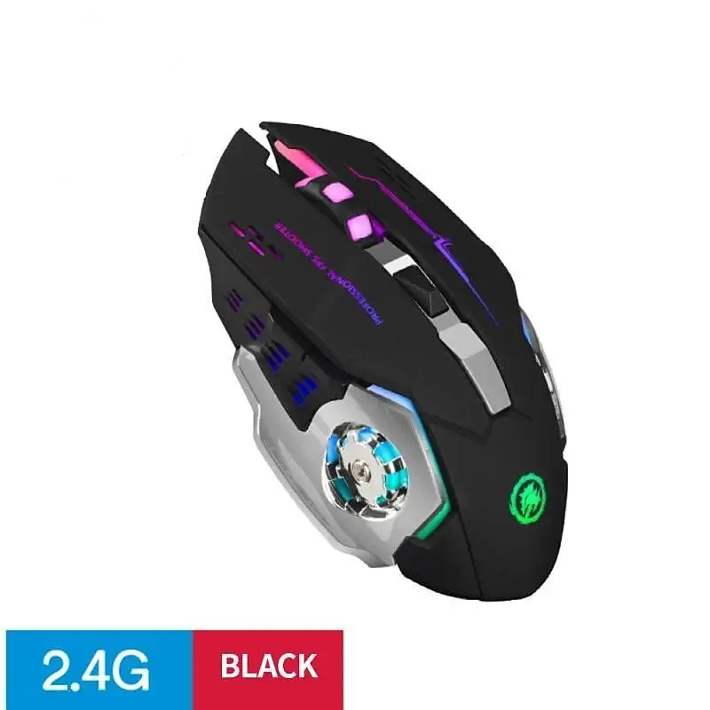 Mouse para jogos sem fio recarregável por USB, silencioso, com retroiluminação, ergonômico, óptico, para PC e laptop.