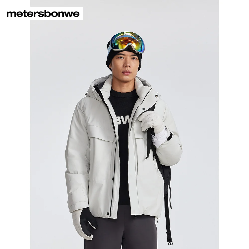 Metersbonwe-Men Waterproof Down Parker Coats Three Proofings High Quality Fabric Hooded Cold-Proof Wear Commuter Outdoor Winter