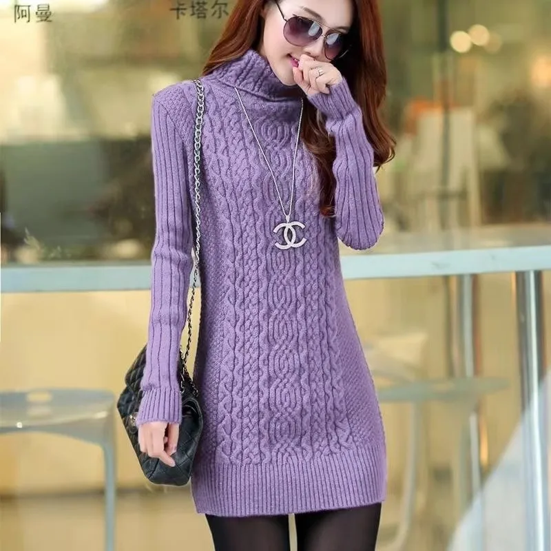Autumn Winter New Women Turtleneck Warm Sweaters Slim Thick Female Sweater Knitted Slim Pullover Ladies Casual Shirt Clothing