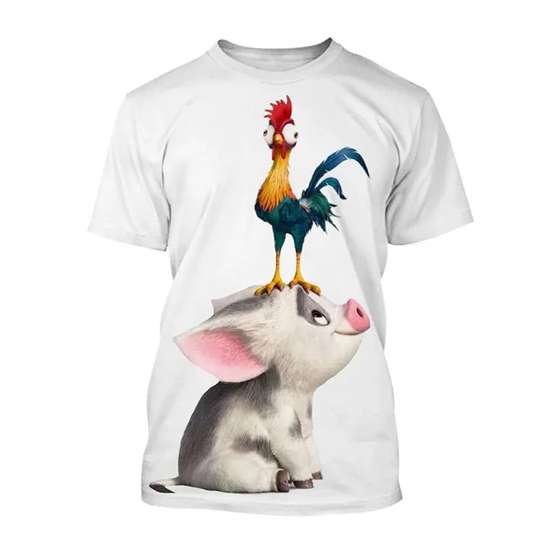 Summer Personality Funny Rooster Pattern 3D Print Men\'s T-shirt Short Sleeve Tops Y2k Fashion Men Women Hip Hop Streetwear Tees