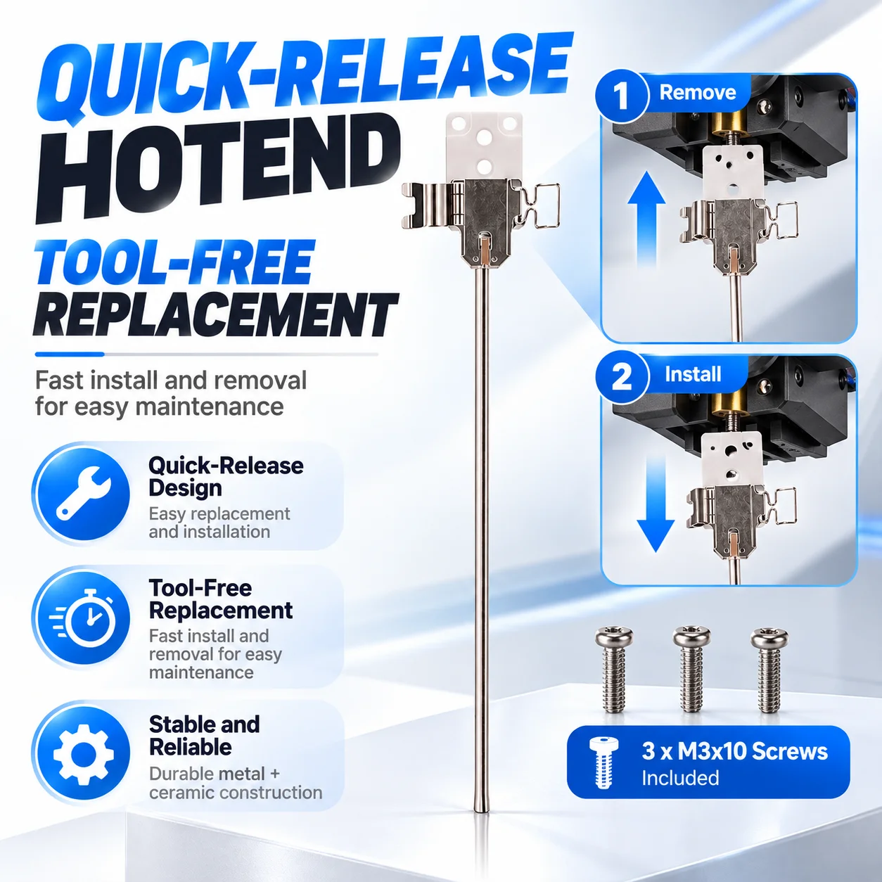 A2L Hotend Heating Assembly for Bambu Lab A2L 3D Printer, Quick-Release Heater, Up to 300°C, Thermistor Included