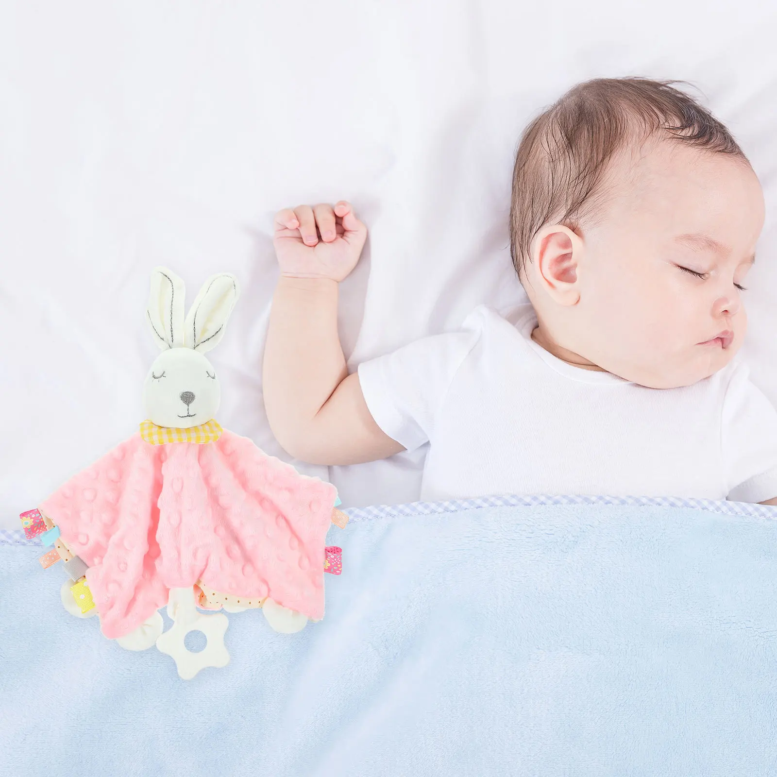 

1 шт., детское успокаивающее полотенце с мягкими животными и атласными бирками, сенсорное защитное одеяло для младенцев, удобное сна и время игр