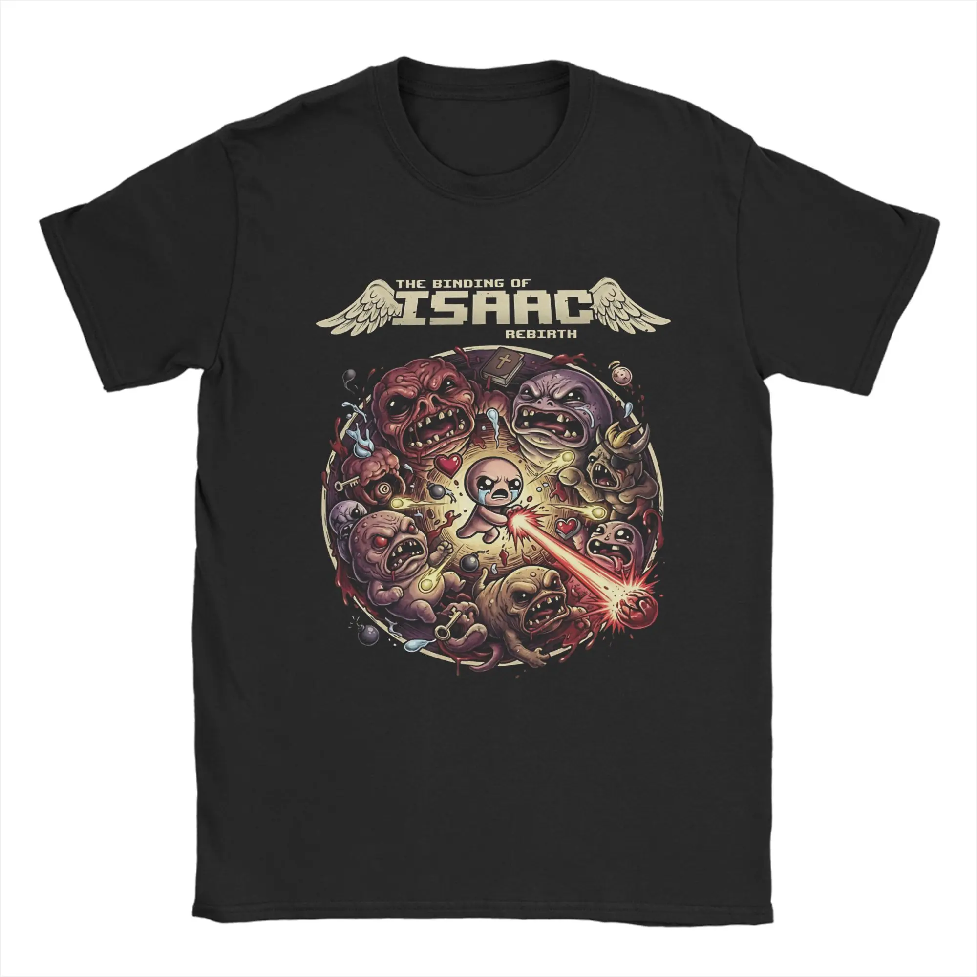 Men's T-Shirt The Binding Of Isaac Vintage Pure Cotton Tee Shirt Short Sleeve T Shirt Crew Neck Clothes Gift Idea