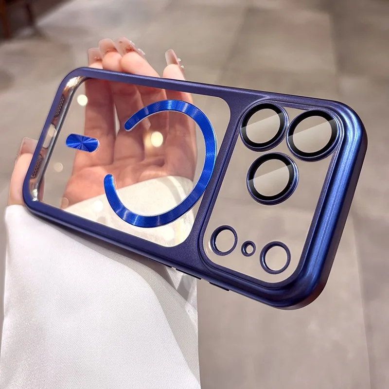 SR-for iPhone17 حافظة Magsafe فاخرة شفافة لهاتف آيفون 17 Pro Max 17Pro Air غطاء حماية كاميرا ناعم من البولي يوريثان الحراري #5