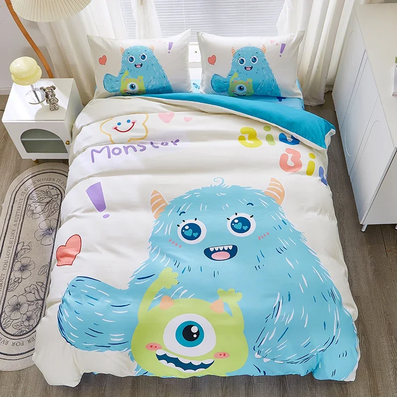 Disney Cartoon Bedding Set Lovely Couple Queen King Size Bedding Set Children Duvet Cover Pillow Cases