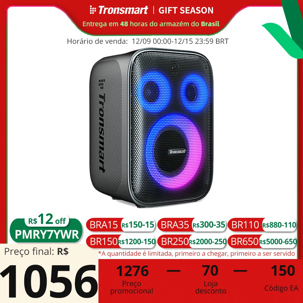 Tronsmart Halo 200 Speaker Bluetooth Speaker with 3 Way Sound System, 120W, Built-in/Wired Mic, Guitar Input, APP Control