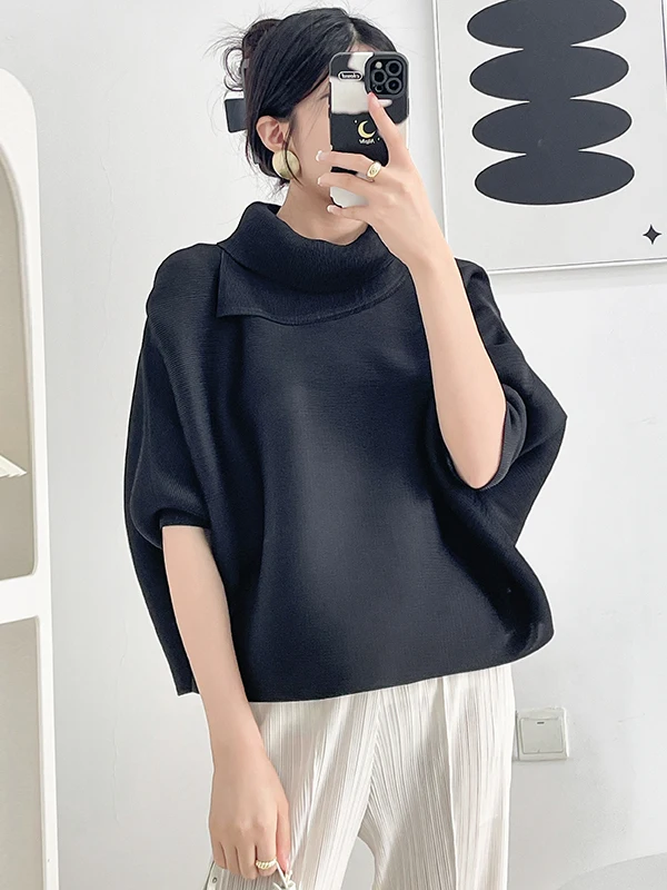 Cseta Hoada de Manga Murciélago para Primavera y Otoño, Cuello Pado, Diseño Informal para el ar, Color Sólido, Top...