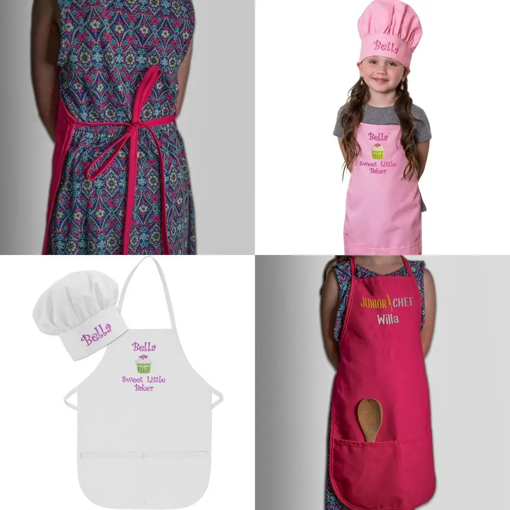 

Детский фартук и поварская шапка с индивидуальной вышивкой высокого качества для игр на кухне
