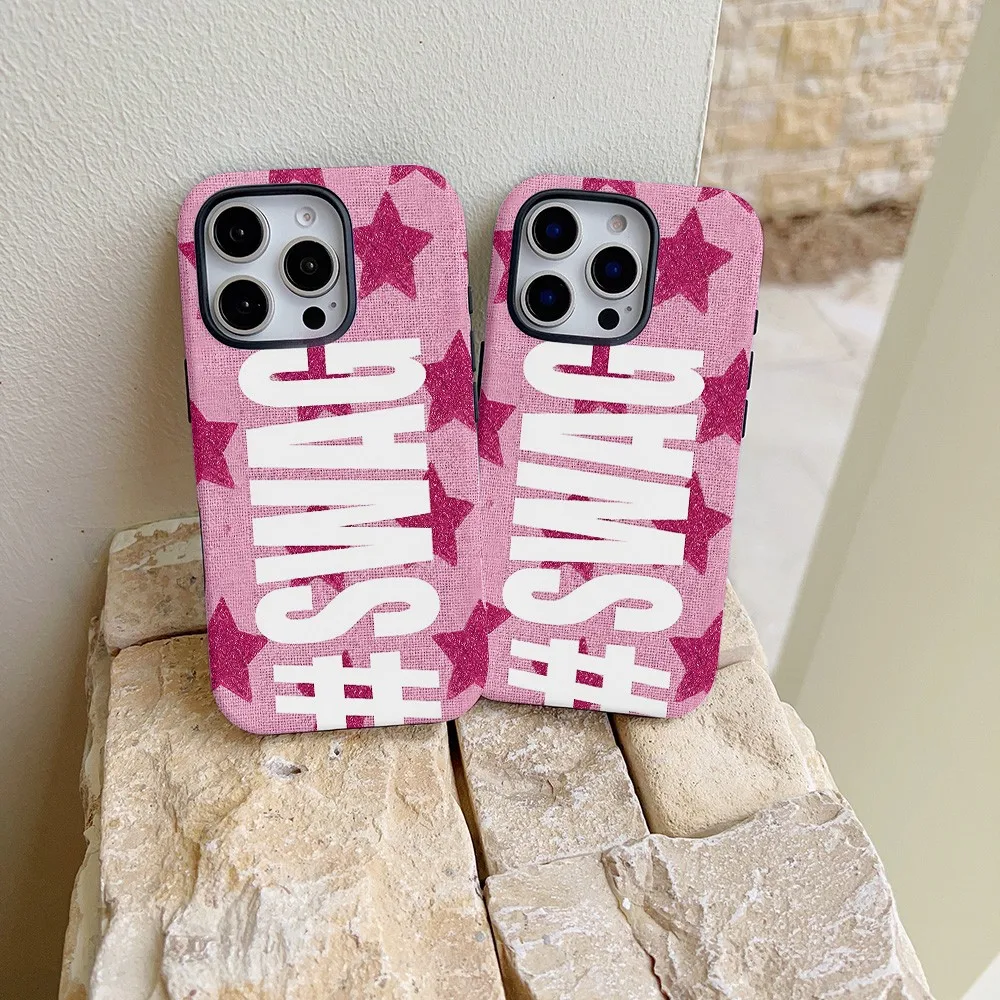 Pink Purple Star Slogan Phone Case for Samsung Galaxy S22 S23 S24 S25 S26 FE Plus Ultra Edge 4G 5G Luxury Double-layer