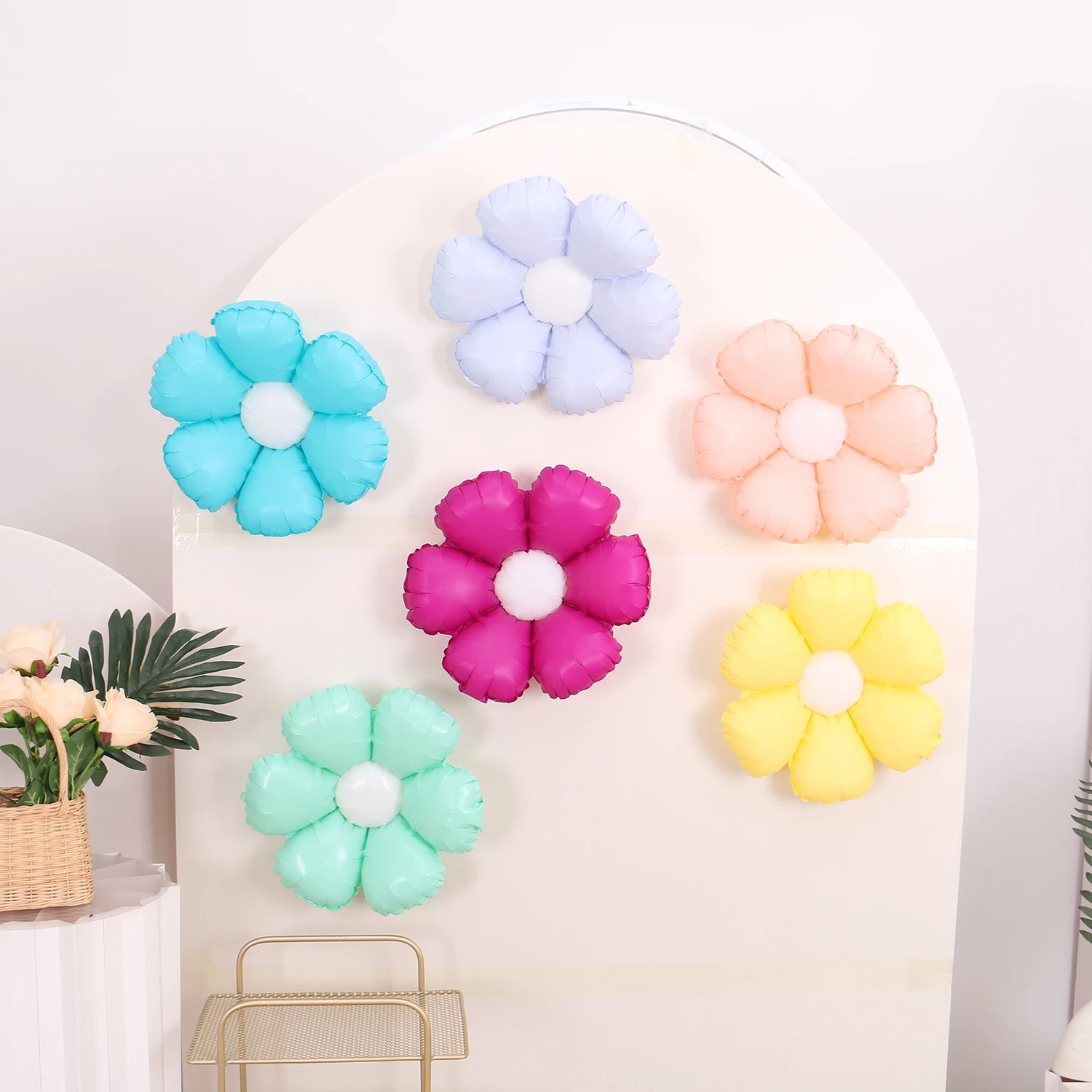 6 pieces, Sunflower Balloon - Candy Colored Daisy Flower Aluminum Film Balloon, Wedding Birthday Party Mother's Day Decoration