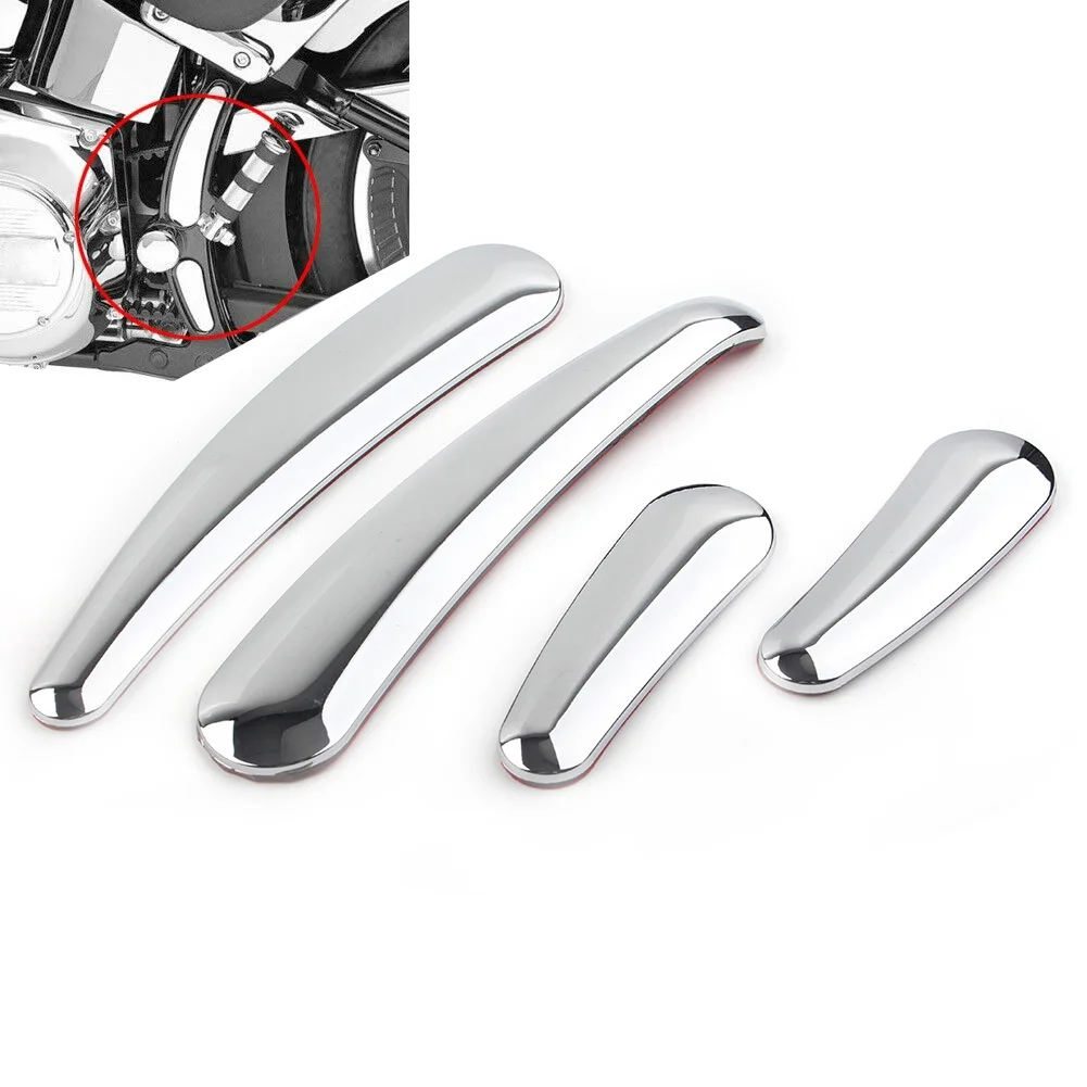 4Pcs Motorcycle Chrome Curved Swingarm Frame Insert Set Decorative Trim For Harley Softail Models 08-up Motorbike Accessories