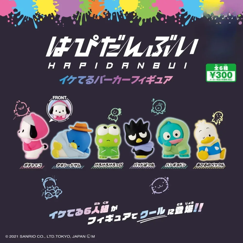 Sanrio Figures Gashapon Toy Hip-hop Street Style Dolls Pochacco BAD BADTZ-MARU Kerokeroppi Tuxedosam Ahirunopekkle Hangyodon