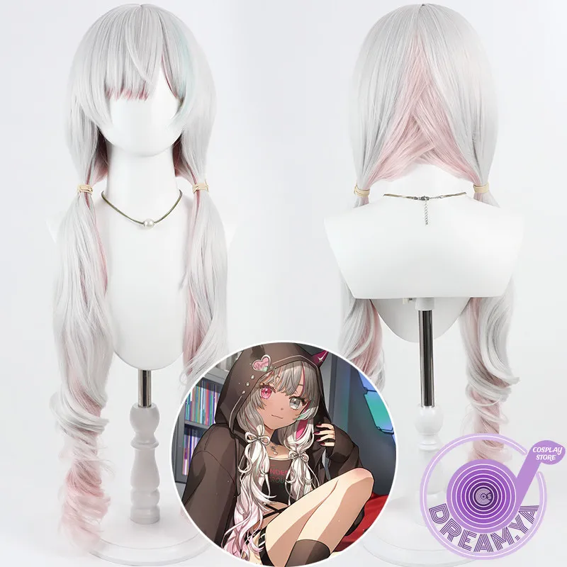 

Ishigami Nozomi Cosplay Wig Vtuber Pink Gray Wavy Heat Resistant Synthetic Hair Halloween Party Role Play Carnival + Wig Cap