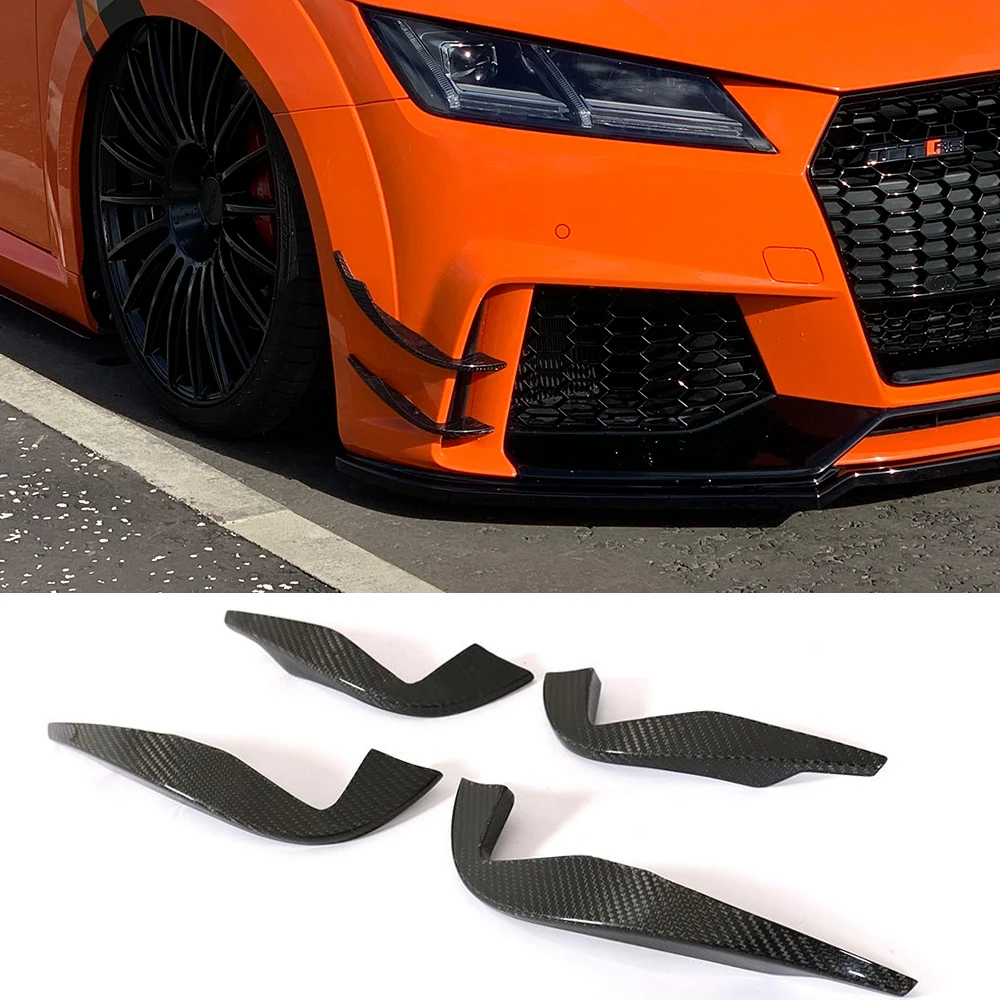 Front Bumper Splitters for Audi TTRS MK3 2016 2017 2018 Car Front Bumper Air Vent Fender Fins Vents Canards Splitte Carbon Fiber