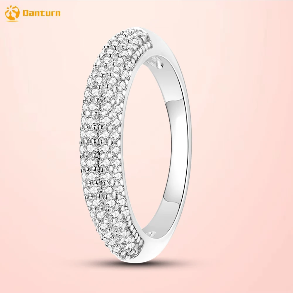 

Danturn New 925 Sterling Silver Rings Sparkling Pavé Ring Women Jewelry Making Gift