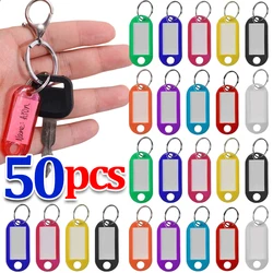 5-50Pcs Multicolor Keychain Key ID Label Tags Luggage ID Tags Hotel Number Classification Card Key Rings Keychain 5 Colors