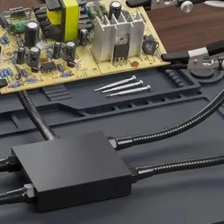 Adjustable Third Hand Soldering Tool with Space Saving Base Bendable Metal Arms for Desktop Electronics Workbench Setup