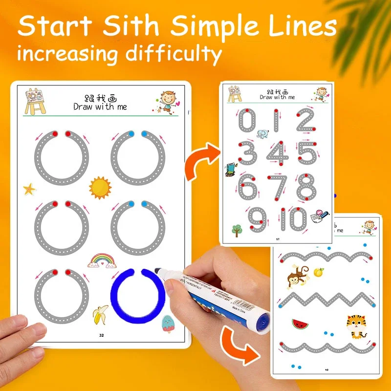 Bolígrafo de dibujo educativo Montessori para niños, juego de combinación de matemáticas con forma de Color, Control de entrenamiento, juguete de