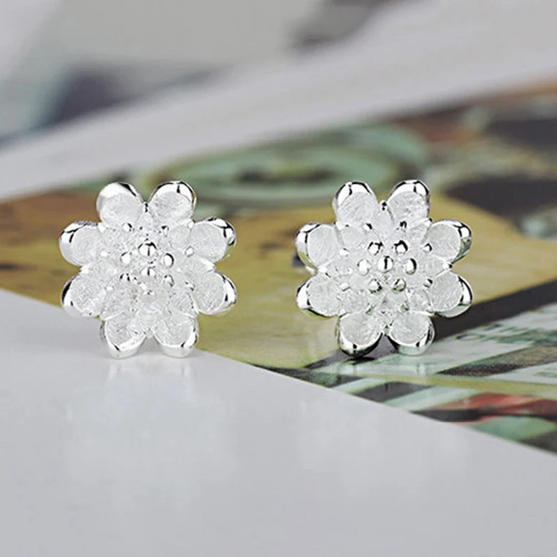 Butik Lady Shining Flower Fashion 925 Sterling Silver Kolczyk sztyft Chrząstka Piercing Kolczyki Biżuteria Boho Prezent dla kobiet — zdjęcie 4