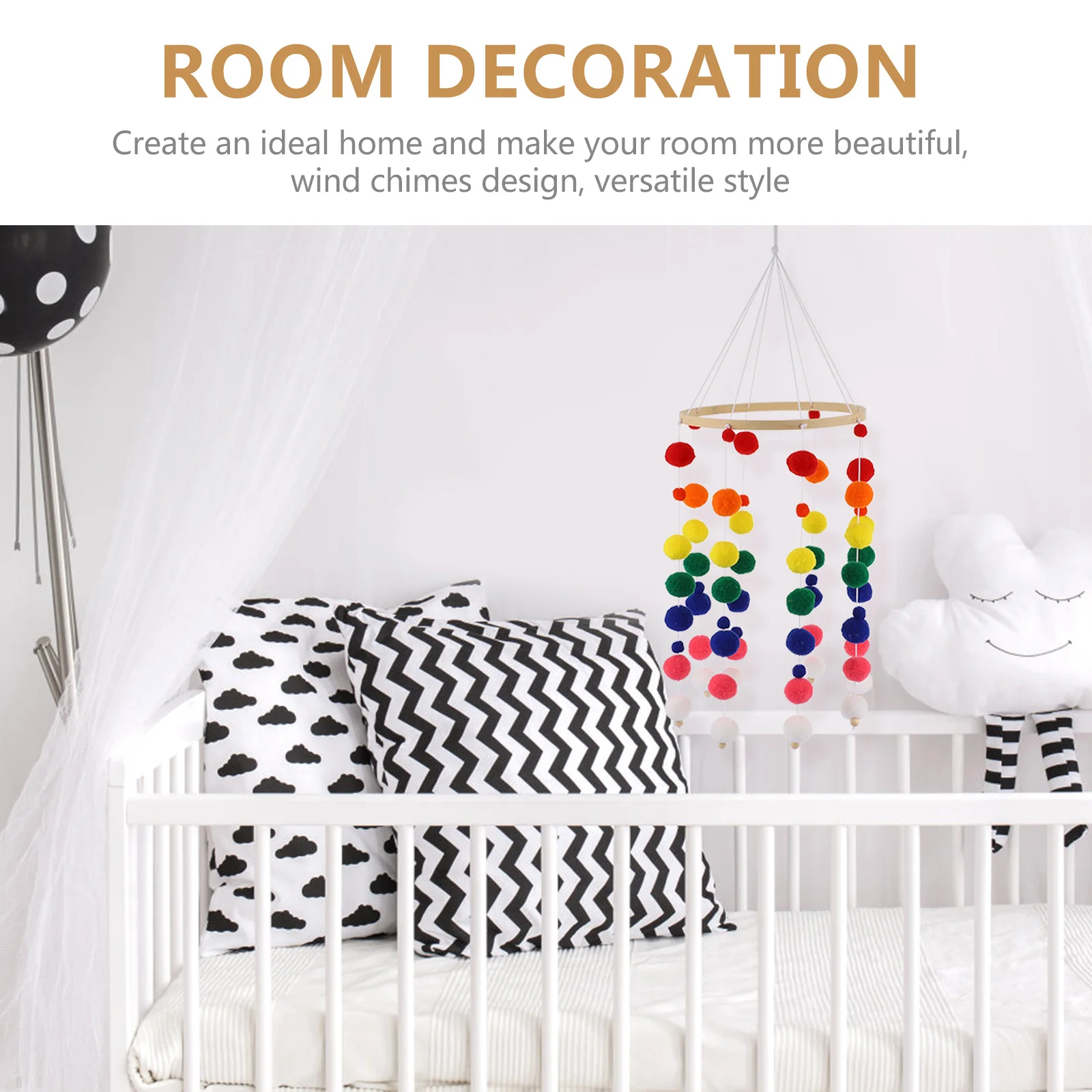 1 مجموعة الخشب والمواد البولي بروبيلين لطيف الكرة الرياح الرنين ديكور للحضانة غرفة الاطفال المنزل مكتب سيارة مول الديكور استحمام الطفل عيد الميلاد