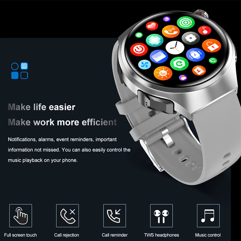 Baru untuk Jam Tangan Pintar Gaya Huawei dengan TWS Earphone Bluetooth Amoled Denyut Jantung 100 + Jam Tangan Mode Olahraga Jam Tangan Pintar GPS NFC